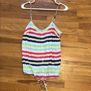 Garage Pink and Yellow Tie Front Camisole